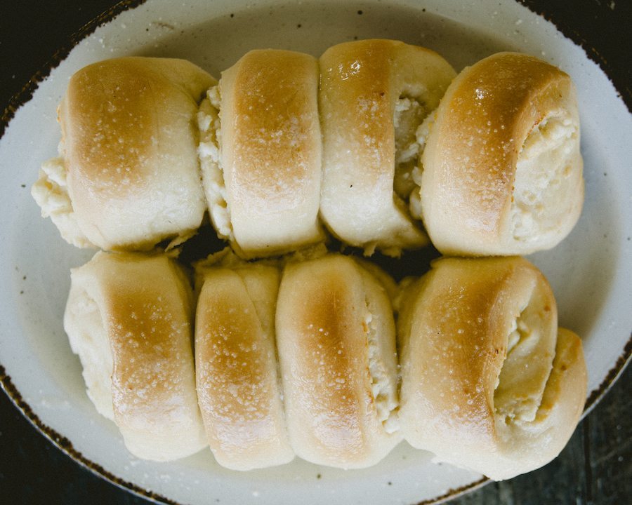 Truffle Goat Cheese Parker House Rolls