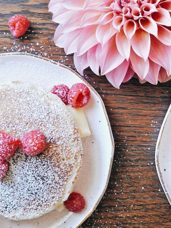 Sourdough raspberry pancakes