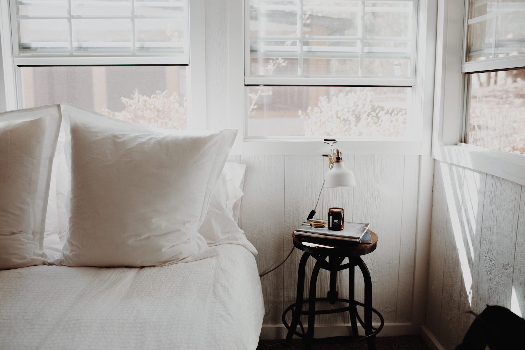 white bed linens
