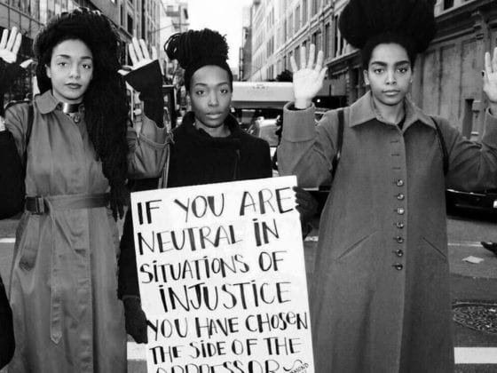 A picture of three black women at a civil rights protest