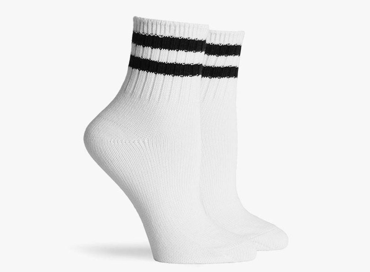 a black and white baseball tee sock