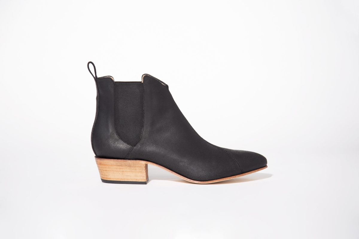 A suede ankle black boot